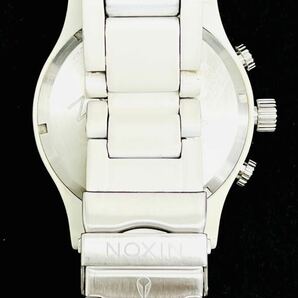 I♪ 稼動品 コマ3付 NIXON ニクソン THE51-30CHRONO QZ 白文字盤 デイト メンズ腕時計 箱 説明書付きの画像3