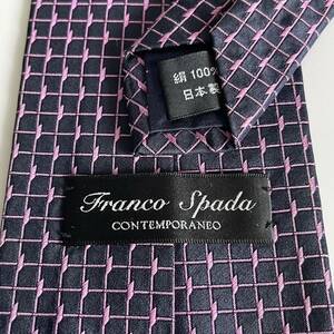 フランコスパダ(Franco Spada) フランコスパーダ 紺ピンク格子柄ネクタイ