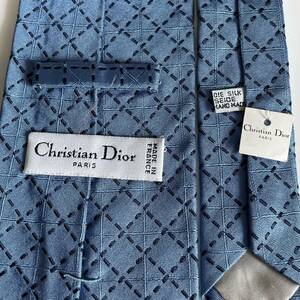 Christian Dior( Christian Dior ) blue check necktie new goods unused tag attaching 