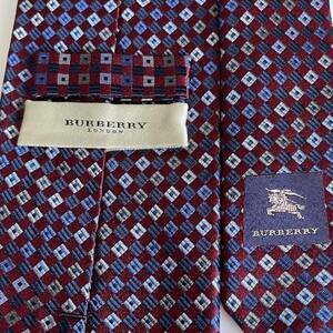 BURBERRY LONDON (バーバリーロンドン) ボルドーマルチネイビーマイクロスクエアネクタイ 