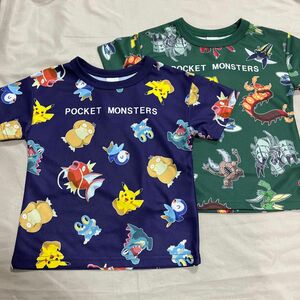 ポケモン ポケットモンスター 総柄 半袖 Tシャツ 2枚セット 100cm 新品 未使用 虫ポケモン 水ポケモン