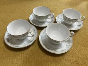 中古 ノリタケ Noritake カップ&ソーサー4客セット ノーブル NOBLE 箱なし