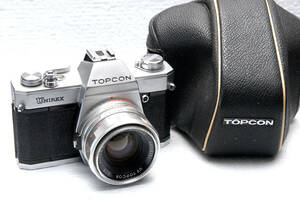 TOPCONtop navy blue made former times high class single‐lens reflex camera UNIREX body +( original 50mm lens 1:2 attaching ) rare goods 