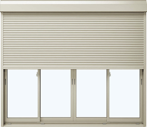 アルミサッシ YKK フレミング シャッター付 引違い窓 W2600×H1830 （25618-4） 複層