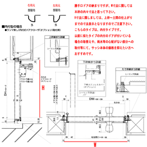 アルミサッシ YKK 内付 勝手口ドア 框ドアタイプ W650×H1840 （65018） 2HD シルバーの画像3