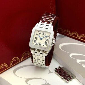 1円～/Cartier/カルティエ/サントスドゥモワゼル/2698/2針/ローマン/余りコマ・付属品付/クォーツ/レディース腕時計/ジャンク/T001