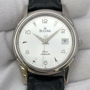 1円～/BULOVA/ブローバ/Classic/クラシック/BVC304/21石/3針/デイト/シルバーカラー/裏スケ/自動巻/メンズ腕時計/稼動品/ジャンク/T098の画像3