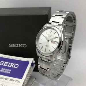 1円～/SEIKO/セイコー/5/ファイブ/7S26-03S0/21石/3針/デイデイト/シルバー文字盤/箱・取説付/自動巻/メンズ腕時計/稼動品/ジャンク/T106の画像1