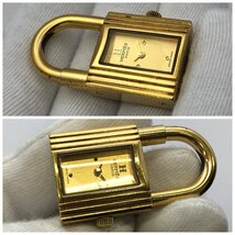 1円～/HERMES/エルメス/ケリー/2針/ゴールド文字盤/ゴールドカラー/カデナ/南京錠/クォーツ/レディース腕時計/ジャンク/T150_画像6