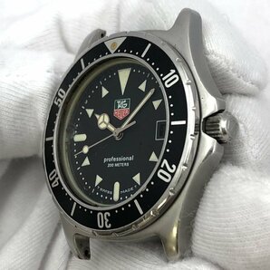 1円～/TAG HEUER/タグホイヤー/プロフェッショナル/973.006F/3針/デイト/黒文字盤/ラウンド/200M/クォーツ/メンズ腕時計/ジャンク/T217の画像5