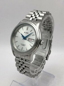 SEIKO/セイコー/ALBA/アルバ/7S26-D001/21石/3針/デイデイト/シルバー文字盤/裏スケ/自動巻/メンズ腕時計/稼動品/ジャンク/T087