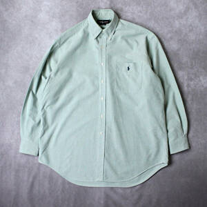 【BIG SHIRT】Ralph Lauren 90s 胸ポケット付きポニー刺しゅう オックスフォード BDシャツ 長袖シャツ Mサイズ