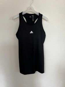 adidas アディダス　カップ付きタンクトップ　ヨガ　トレーニング　OT XL サイズ　大きいサイズ　ブラック