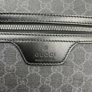 1円【美品】GUCCI グッチ GGスプリーム 総柄 メンズ ショルダーバッグ サコッシュ ポシェット 斜め掛け PVC×レザー ブラック 黒の画像7