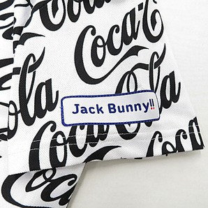 【格安】1,000円～ JACK BUNNY ジャックバニー ×コカ・コーラ 半袖ポロシャツ 総柄 ホワイト系 サイズ2 レディース ゴルフウェア [M5029]の画像4