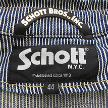 【格安】1,000円～ Schott ショット 半袖 デニムジャケット ヒッコリー ネイビー系 サイズ44 メンズ [M5070]_画像10