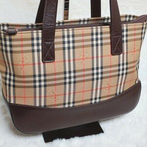 【美品】 BURBERRY バーバリー　ノバチェック　シャドーホース　ハンドバッグ ミニトート レザー 革 キャンバス ベージュ　ブラウン