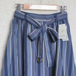 [ new goods unused ]axes femme axes femme flair skirt long ribbon .. blue stripe race chiffon M~L size tag attaching 
