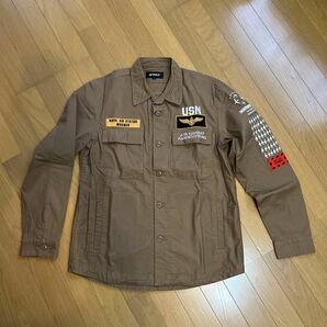 AVIREX 6105138 マルチファンクションシャツ　ブラウン色　XLサイズ