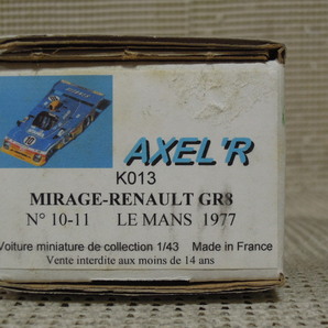 AXEL'R 1/43 MIRAGE-RENAULT GR8 LM 1977の画像4