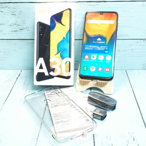 au Galaxy A30 SCV43 ブラック 本体 白ロム SIMロック解除済み SIMフリー ほぼ新品 419578