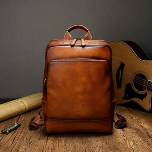  high quality * men's bag original leather cow leather rucksack ti pack backpack cow leather leather A4 correspondence 14 -inch commuting going to school 