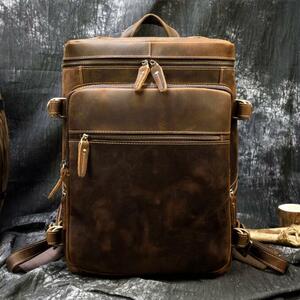  new arrival * rucksack men's original leather cow leather square PC storage A4 leather multifunction high capacity rucksack backpack business rucksack 