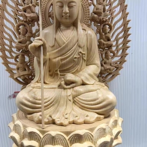 高品質★精密雕刻 木彫仏像 地蔵菩薩 仏教美術 地蔵菩薩座像 総高28cmの画像5
