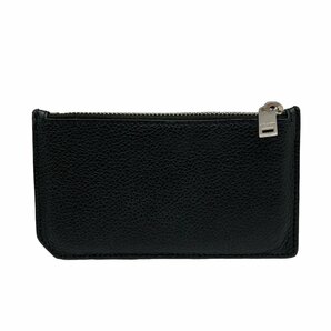 SAINT LAURENT サンローラン テクスチャード レザー カードケース コインケース シルバー色金具 ブラック系の画像3