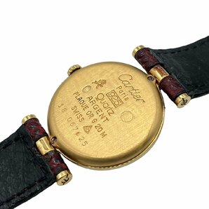 Cartier マスト ヴァンドーム ヴェルメイユ ラウンド ボルドー文字盤 ゴールドカラー SV925 レザー 革ベルト クオーツ レディース 腕時計の画像6