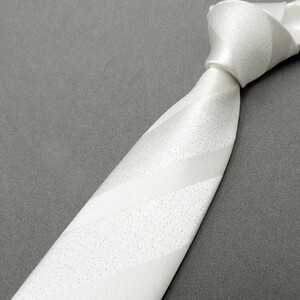 西陣織　フォーマルネクタイ　白銀×銀ラメ　ストライプ　シルク100％　日本製　礼装　結婚式・披露宴　メール便可　njr09