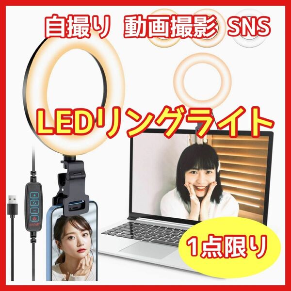 LEDリングライト 6インチ リモコン付き ライト クリップ式 照明 撮影 会議 美肌効果 小型 ライト　zoom