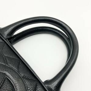 1円〜 【美品】 CHANEL シャネル キャビアスキン ココマーク マトラッセ ハンドバッグ ミニボストン ブラック 黒 レザーの画像6