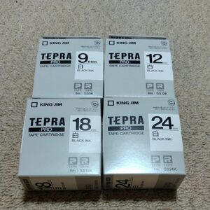 KING JIM テプラ　テープカートリッジ TEPRA PRO 各サイズ、4本セット未使用　9.12.18.24mm