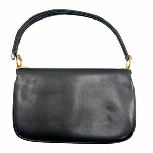 OLD CELINE オールド セリーヌ ヴィンテージ 馬車金具 レザー ゴールド金具 ハンドバッグ ブラック 黒 ジャンクの画像2