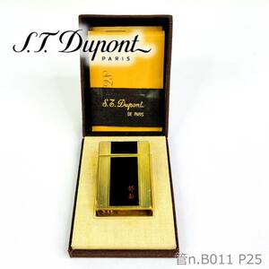 【ジャンク 動作未確認】 S.T.Dupont S.T.デュポン　ローラー式オイルライター　都彭　ブラック×ゴールド　ケース 説明書付