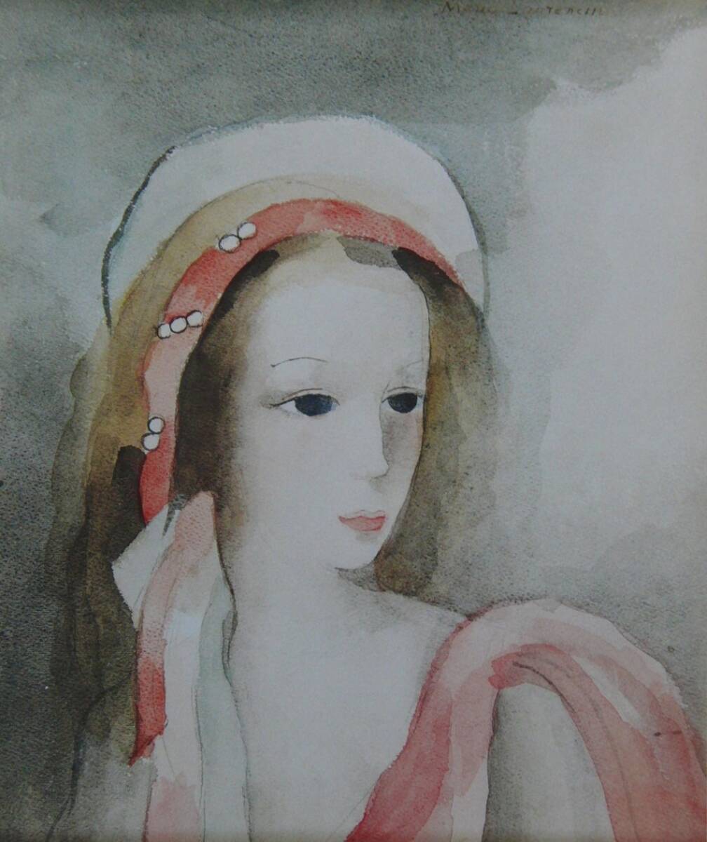玛丽·劳伦森《粉红女郎》稀有艺术书/装框画, 日本制造的新款相框, 良好的条件, 免运费, 艺术品, 绘画, 肖像