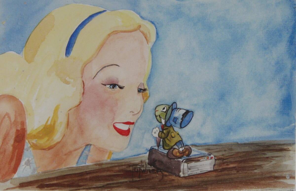 リネ･タトウィラー｢BLUE FAIRY AND JIMINY CRICKET｣ 希少画集･額装画, 日本製新品額縁, 状態良好, 送料無料, 美術品, 絵画, 人物画