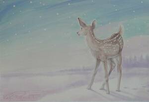 Art hand Auction カーク･レイナート｢D160911 A I BABY DEER｣ 希少画集･額装画, 日本製新品額縁, 状態良好, 送料無料, 美術品, 絵画, 人物画