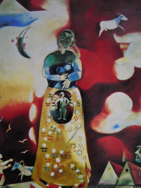马克·夏加尔, 一名孕妇, 罕见的大幅面艺术书/装框画, 日本制造, 将装在新镜框中。, 良好的条件, 免运费, 绘画, 油画, 肖像