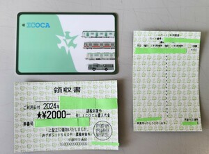 ICOCA 京都交通局 バージョン　未使用品　領収書：残高記録の用紙セット　イコカ　スイカ　Suica　ICカード 京都市営地下鉄　京都市バス