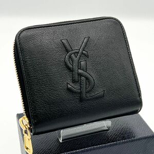 ★極美品★イヴサンローラン YSL ロゴ レザー ラウンドジップ 二つ折り 財布