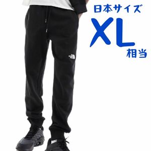【海外限定】ノースフェイス　ジョガーパンツ　刺繍　日本XL相当　A346 ブラック 裏起毛 ノースフェイス