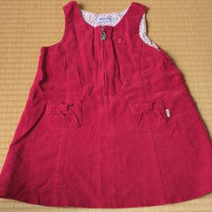 ☆ワンピース ミキハウス　mikihouse　赤　100cm キッズ　子供服　コーデュロイ