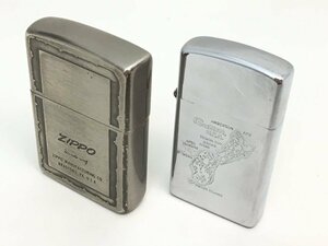 ■Zippo オイルライター 1989年製 /Guam U.S.A. 1982年製 シルバー 2点 まとめ 火花あり/現状渡し 中古【UW040545】