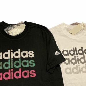 新品 正規品【adidas/アディダス 】アディダス マルチリニア グラフィック Tシャツ 2枚セット◆白 黒◆L◆ホワイト ブラック◆半袖Tシャツの画像2