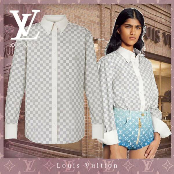 21SS ルイヴィトン　LOUIS VUITTON ダミエ　アズール　シャツ 長袖シャツ サイズ40