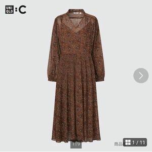 UNIQLO:C シフォンプリーツワンピース L ユニクロ