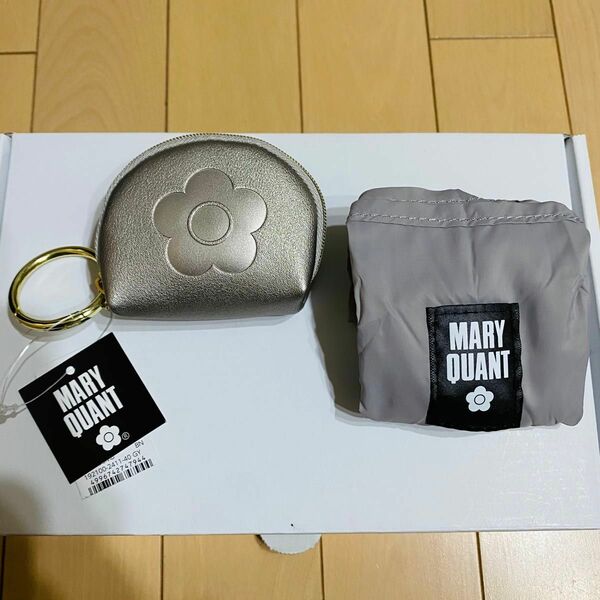 マリークワント MARY QUANT 洗えるエコバッグ　ケース付　グレー　新品未開封　マリクワ　バッグ　コンパクト ミニポーチ