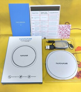 ワイヤレス急速充電器 、NANAMI U６　USB-Type-Cケーブル、マニュアル、パッケージ　新品同様